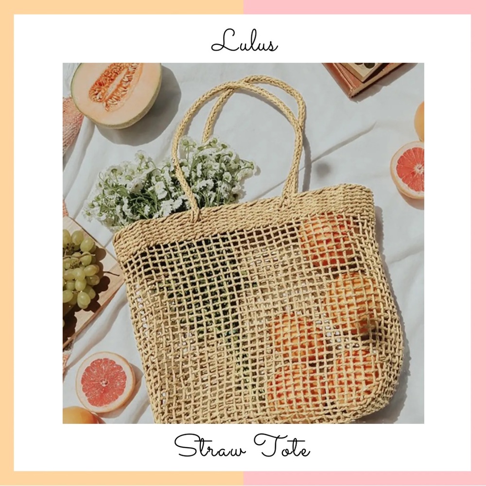 Lulu's Tan Straw Tote Bag
